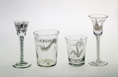 Glasses made by the Beilby family, c.1750 by English School